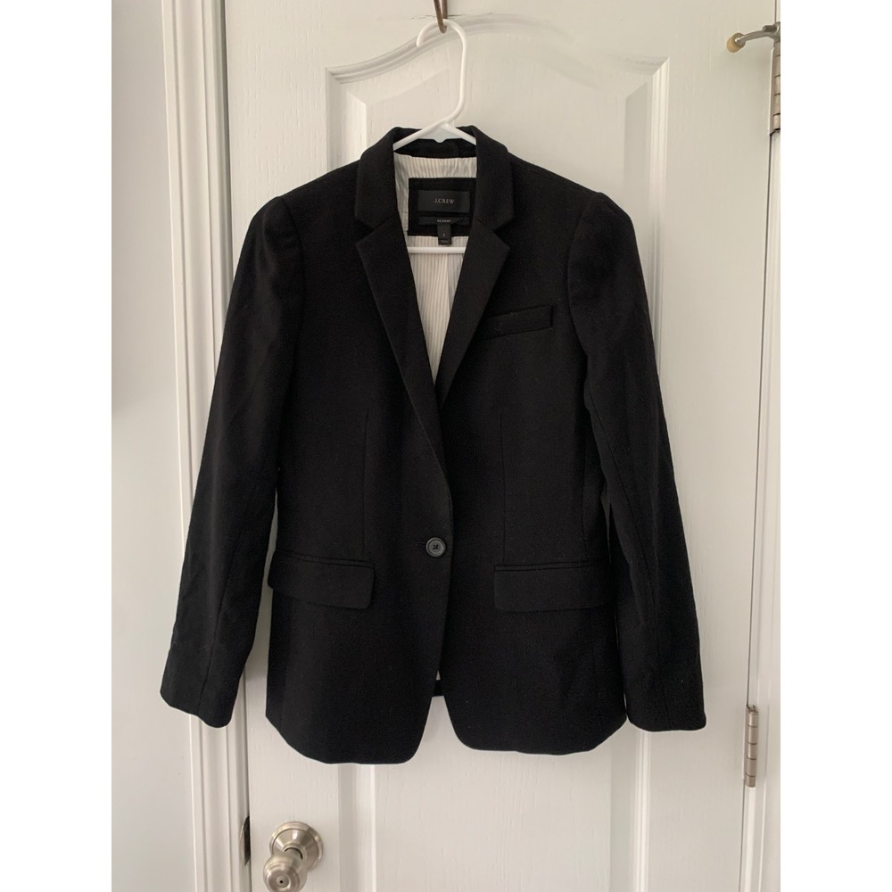 J.Crew Regent Blazer Black Wool Blend Single Button Jacket Size 2